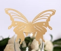 Golden glitter butterfly place card for wedding glass with intricate laser cut detail - Champagne Gold