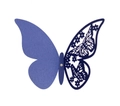 Detail of laser-cut butterfly card featuring intricate floral hollow patterns and white bead - Sapphire Blue