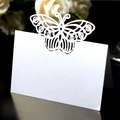 Elegante segnaposto farfalla intagliato al laser in carta perlata bianca lucida - Bianco