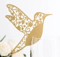 Segnaposto a forma di colibrì dorato tagliato a laser con glitter per decorazione - Beige Oro