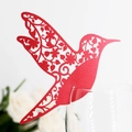 Elegante segnaposto a colibrì rosso intagliato al laser per bicchieri da vino nuziali - Rosso Perlato