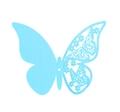 Hellblauer 3D Schmetterling Wandaufkleber mit filigranen lasergeschnittenen Mustern - Hellblauer Zirkon