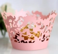 Pirottini per cupcake rosa tagliati al laser con decori a vite per nozze eleganti - Rosa