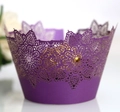 Deep purple laser-cut cupcake wrappers with elegant lace snowflake patterns for events - 5cm / Dark Purple
