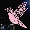 Segnaposto a forma di colibrì rosa tagliati al laser per decorazioni tavoli da nozze - Rosa
