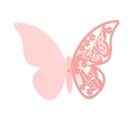 Detail of pink laser-cut hollow paper butterfly with intricate floral wing patterns - Pink