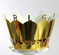 Corona dorata per torta con lettere traforate e bordo con motivo a cuori - Oro Riflettente