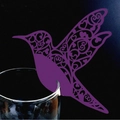 Segnaposto a forma di colibrì viola tagliato a laser con motivi a cuore per calici - Viola scuro