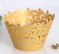 Pirottini per cupcake dorati tagliati al laser con foglie d'acero per decorazione dolci - 5cm / Oro