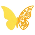 Laser-cut yellow butterfly card with intricate hollow floral patterns for wedding decor - Gold