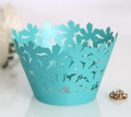 Tiffany blue laser-cut cupcake wrapper featuring delicate maple leaf hollow patterns - 5cm / Tiffany Blue