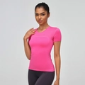 T-shirt de sport PRO rose pour femme, séchage rapide, coupe ajustée avec coutures - XS / Hauts / Rose rouge