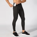 Heren compressie hardloopbroek in zwart met een handige ritszak aan de zijkant voor sport - S / Zwart