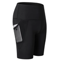 Pantaloncini yoga neri a vita alta da donna con tasche laterali per corsa e fitness - Taglia S / Pantaloni e gonne / Nero