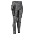 Women's space-dye grey high waist yoga pants with mesh pocket for smartphone - Space Dye Black