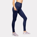 Leggings da yoga blu navy a vita alta con tasche laterali e tessuto elastico ad asciugatura rapida - Blu navy