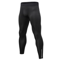 Men's compression running pants in matte black with reflective stripes and elastic waist - S / Solid Black