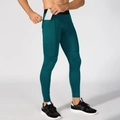 Pantaloni a compressione uomo verde scuro con tasca a zip per lo smartphone - Verde petrolio