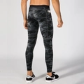 Pantaloni a compressione mimetici da uomo con pratica tasca laterale porta cellulare - Mimetico Nero