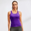 Dames yoga tanktop in donkerpaars, hoge elasticiteit en sneldrogend met racerback ontwerp - S / Paars