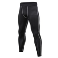 Men's compression running pants in black with grey contrast stitching and elastic waist - S / Black-Light Gray Line