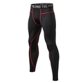 Legging de compression PRO noir pour homme avec coutures rouges pour entraînement sportif - S / Noir Rouge
