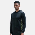 Sweat à capuche sport homme noir avec panneaux camouflage vert et bords-côtes - S / Noir