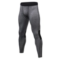 Men's grey athletic compression pants with ergonomic fit and reflective zipper hem - S / Light Heather Gray-Black Line