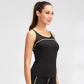 Débardeur de yoga noir pour femme avec coutures contrastées vert fluo et mesh - S / Noir-Vert