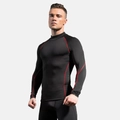 Maglia a compressione uomo nera con cuciture rosse per fitness e corsa sportiva - S / Nero-Linea Rossa