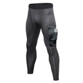 Men's high-elastic black fitness pants featuring a side camouflage pocket for phone storage - S / Solid Gray-Camo Gray
