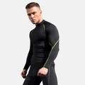 Maglia a compressione uomo nera con cuciture funzionali verde neon per lo sport - S / Nero con cuciture verdi