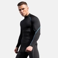 Tuta sportiva a compressione da uomo con cuciture blu e colletto alto vestibilità slim - S / Nero con cuciture blu chiaro