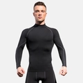Men's black compression suit with grey seams, featuring a high neck quick-dry thermal top - Black with Dark Gray Stitching