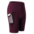 Pantaloncini yoga donna a vita alta bordeaux con tasche laterali in rete per cellulare - Taglia S / Pantaloni e gonne / Borgogna