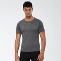Men's dark grey camo sports t-shirt with breathable moisture-wicking fabric - S / Gray