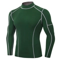 T-shirt compression manches longues homme vert foncé avec coutures plates gris clair - S / Vert Foncé