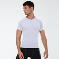 Heren sneldrogend compressie t-shirt in wit voor fitness en hardlopen sporten - S / Wit