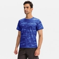 T-shirt de sport pour hommes avec motif camouflage bleu en tissu respirant séchage rapide - Bleu