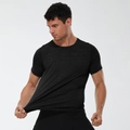 Men's black camo sports t-shirt with high elasticity fabric for fitness and running - S / Black
