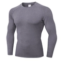 Men's dark grey heather compression long sleeve shirt for gym and running - S / Heather Grey