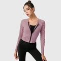 Completo yoga donna con giacca rosa con zip e leggings neri per fitness e corsa - M / Rosa