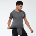 Donkergrijs heren sport t-shirt, sneldrogend met hoge elasticiteit en een nauwe pasvorm - S / Gris Melange