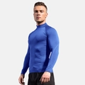 Men's compression long sleeve running top in royal blue with mock neck and athletic fit - Blue