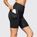 Pantaloncini yoga neri a vita alta con tasche in rete per palestra e corsa - Taglia S / Pantaloni e gonne / Nero