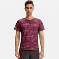 Men's athletic short sleeve T-shirt featuring a wine red camouflage print and slim fit - S / Red