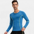 Compressieshirt voor heren in koningsblauw met neongele contraststiksels voor sport - S / Blauw
