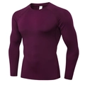 Men's purple quick-dry compression long sleeve shirt in size M with stretchy fabric - Burgundy