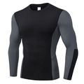 Haut de compression sport manches longues noir et gris pour hommes, taille M - Noir-Gris