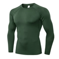 Men's compression long sleeve running shirt in dark forest green, moisture-wicking fabric - Dark Green